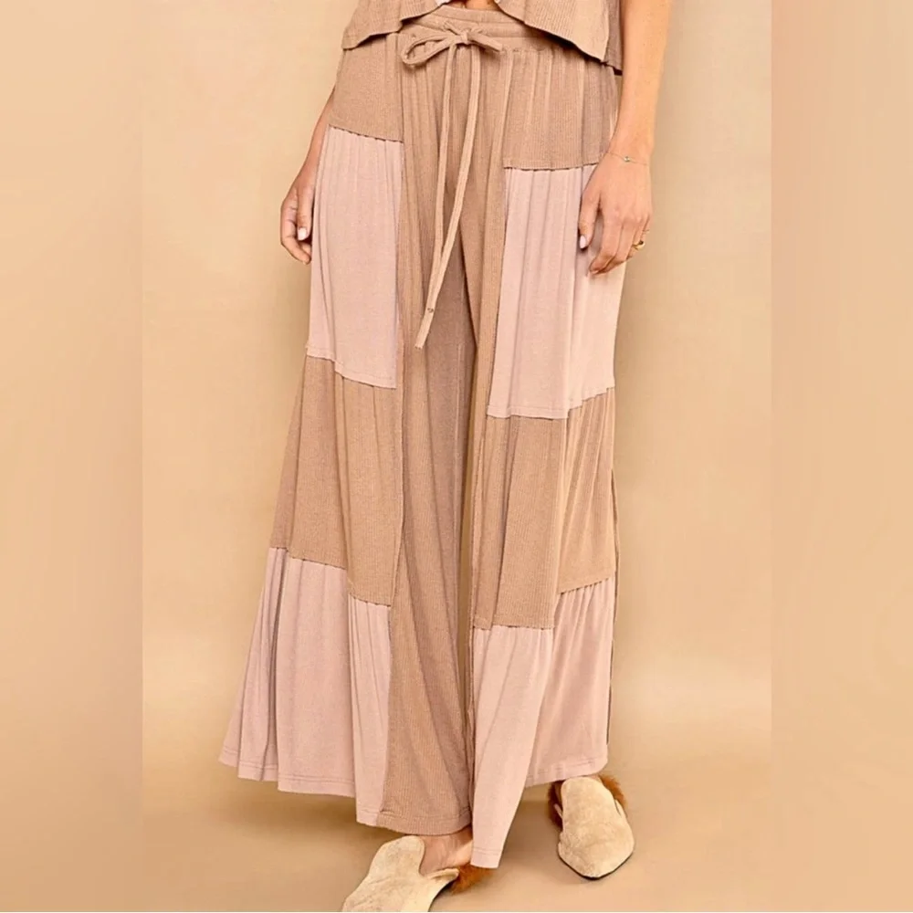 POL Mocha Latte Ribbed Knit Wide Leg Pants - Picture 5 of 5